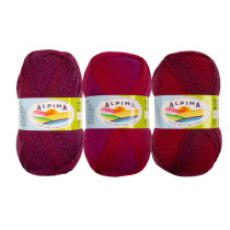Пряжа ALPINA " ROMANTIC" 100% шерсть 5 * 100 г 300 м №08 малиновый- св. сиреневый. Цена за упаковку 5 шт