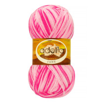 Пряжа ADELIA " JANE" 100% акрил 10 * 50г 227 м №11 белый- розовый- яр. розовый. Цена за упаковку 10 шт