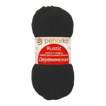 Пряжа Пехорская ПТ " Деревенская" 100% шерсть 100 г 250 м №002 черный. Цена за упаковку 10 шт