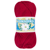 Пряжа ПНК Кирова " Ромашка" 100% мерсеризованный хлопок 75 г 320 м №0906 красный мак. Цена за упаковку 4 шт