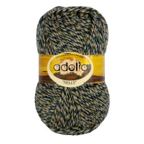 Пряжа ADELIA " NELLY" 70% шерсть, 30% акрил 5 * 100 г 100 м №13 хаки- т. синий ( меланж) . Цена за упаковку 5 шт