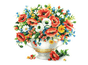 Кристальная ( алмазная) мозаика  " ФРЕЯ" ALPD- 002 на подрамнике " Маки и незабудки" 40 х 30 см