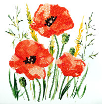 Кристальная ( алмазная) мозаика  " ФРЕЯ" ALBP- 266 постер " Красные маки" 20 х 20 см