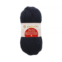Пряжа Пехорская ПТ " Мериносовая" 50% мериносовая шерсть, 50% акрил 100 г 200 м №004 т. синий. Цена за упаковку 10 шт