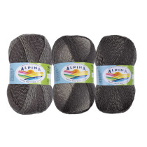 Пряжа ALPINA " ROMANTIC" 100% шерсть 5 * 100 г 300 м №15 белый- т. серый. Цена за упаковку 5 шт
