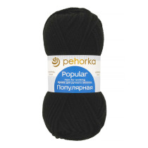 Пряжа Пехорская ПТ " Популярная" 50% шерсть, 50% акрил 100 г 133 м №002 черный. Цена за упаковку 10 шт