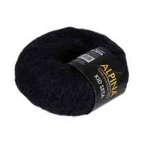 Пряжа ALPINA " KID SETA" 70% кид мохер, 30% шелк 25 г 225 м №02 черный. Цена за упаковку 4 шт
