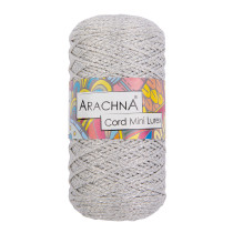 Пряжа ARACHNA " Cord Mini Lurex" 90% полиэфир, 10% люрекс 3 * 75 г ± 10 г 200 м №02 суровый- серебро. Цена за упаковку 3 шт