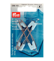 Булавки английские " PRYM" 086101 с пластиковым замком нержавеющий сплав в блистере 4 шт голубой/ под никель