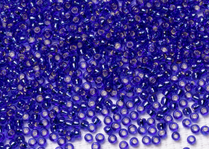Бисер Япония круглый 15/0 100 г 0028 Square/квадратное отверстие, кобальт, серебряная линия внутри