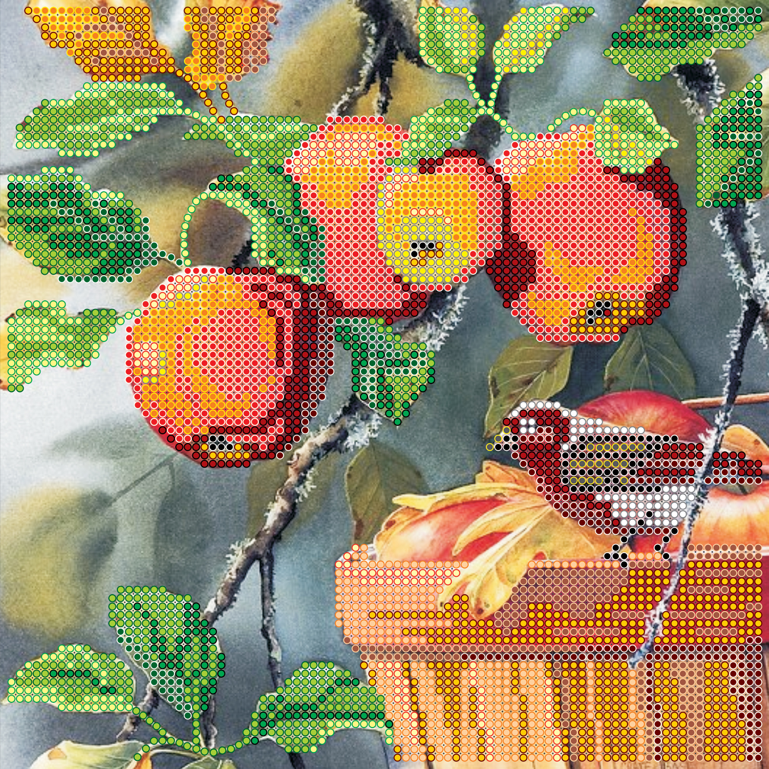Схема для вышивки бисером «Любитель яблок»