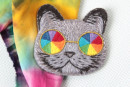 Набор для вышивания " PANNA" " Живая картина" JK- 2218 " Брошь. Кот в радужных очках" 