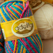 Пряжа ADELIA " NELLY" 70% шерсть, 30% акрил 5 * 100 г 100 м №03 белый ( натуральный)- серый- т. серый. Цена за упаковку 5 шт