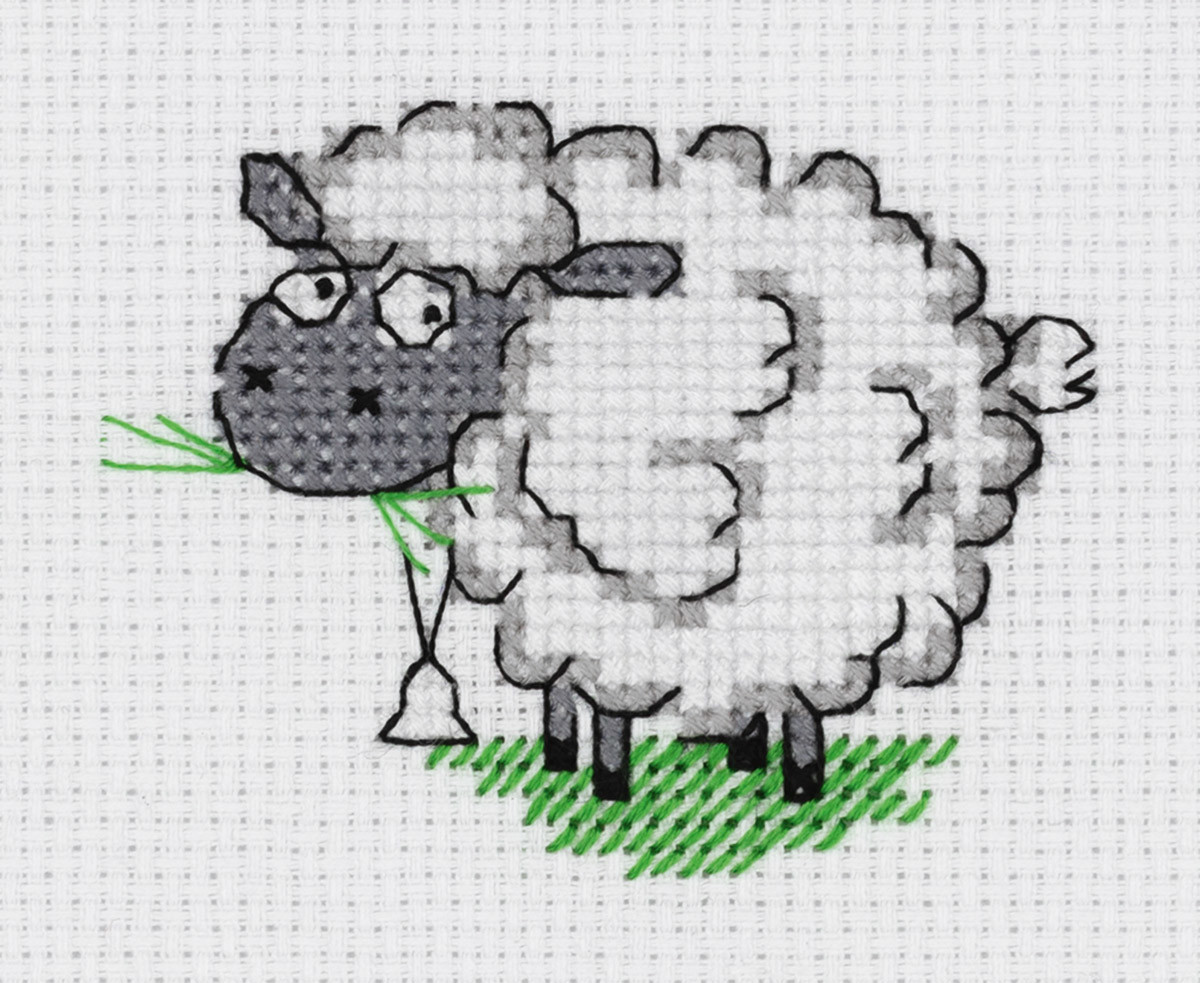 Овца схемы. Набор для вышивания Кларт 8-383 барашек. Набор для вышивания барашек klart. Вышивка крестиком овечки. Барашек вышивка крестом.