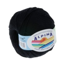 Пряжа ALPINA " RENE" 100% мерсеризованный хлопок 10 * 50г 105 м №001 ЧЕРНЫЙ. Цена за упаковку 10 шт — фото 1