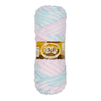 Пряжа ADELIA " BABY MIMI" 100% полиэстер 5 * 100 г 80 м №03 белый- голубой- св. розовый- розовый. Цена за упаковку 5 шт — фото 1