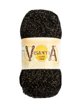 Пряжа VISANTIA " LUXE new" 85% вискоза, 15% люрекс 5 * 100 г 240 м №13 ЧЁРНЫЙ с золотистым. Цена за упаковку 5 шт — фото 1