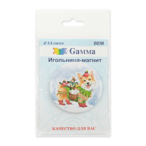 " Gamma" BEM Игольница- магнит в пакете с еврослотом №07 Корги с птичками — фото 1