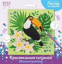 Кристальная ( алмазная) мозаика  " ФРЕЯ" ALBP- 319 постер " Тукан" 30 х 30 см — фото 2