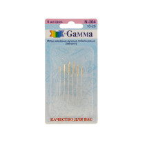Иглы для шитья ручные " Gamma" N- 304 гобеленовые №18- 26 в блистере 6 шт. острые — фото 1