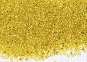 Бисер Япония MIYUKI Seed Beads 15/0 100г 0006 жёлтый серебряная линия внутри — фото 1