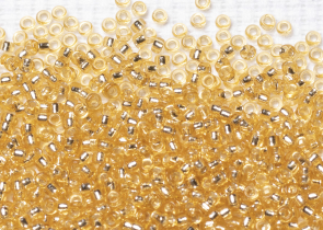 Бисер Япония MIYUKI Seed Beads 15/0 100г 0003 золотой серебряная линия внутри — фото 1
