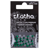 Страз клеевой " Zlatka" ZRTG- 1648 SS16 цветные 3. 9 мм стекло 48 шт в пакете с картонным еврослотом №10 изумрудный ( Emerald)  — фото 1