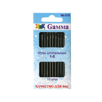 Иглы для шитья ручные " Gamma" N- 219 для штопки №1- 5 в конверте с прозрачным дисплеем 10 шт. .  — фото 1