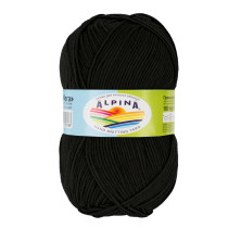 Пряжа ALPINA " VERA" 55% акрил, 45% хлопок 5 * 100 г 280 м №02 ЧЕРНЫЙ. Цена за упаковку 5 шт — фото 1