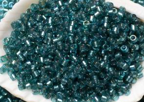 Бисер Япония MIYUKI Delica цилиндр 11/0 50 г DB-1769 игристый aqua green teal радужный с цветной линией — фото 3