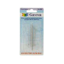 Иглы для шитья ручные " Gamma" N- 008 для кожи №3/ 7 в блистере 5 шт. P — фото 1