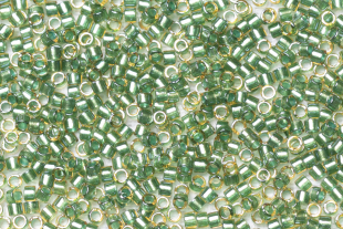 Бисер Япония MIYUKI Delica  11/0 5г DB-0917 светло-игристый green topaz с цветной линией — фото 3