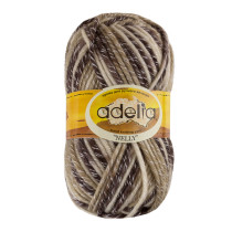 Пряжа ADELIA " NELLY" 70% шерсть, 30% акрил 5 * 100 г 100 м №18 белый- бежевый- коричневый. Цена за упаковку 5 шт — фото 1