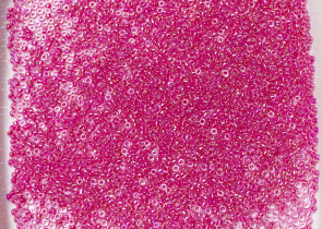Бисер Япония MIYUKI Seed Beads 15/0 100г 0355 горячий кристалл радужный розовая линия внутри — фото 4