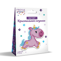 Кристальная ( алмазная) мозаика  " ФРЕЯ" ALVM- 018 магнит " Единорожка" 8 х 9 см — фото 2