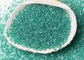 Бисер Япония MIYUKI Seed Beads 15/0 5г 1555 тёмно-аква кристалл игристый зеленая линия внутри — фото 3