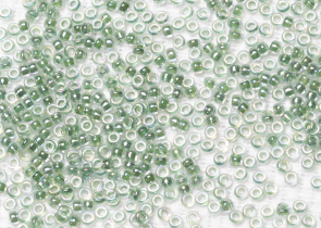 Бисер Япония MIYUKI Seed Beads 15/0 5г 0277 кристалл радужный лаймовая линия внутри — фото 1