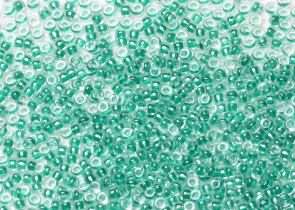 Бисер Япония MIYUKI Seed Beads 15/0 100г 1555 тёмно-аква кристалл игристый зеленая линия внутри — фото 2