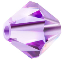 Бусина Чехия Preciosa биконусы 451- 69- 302 цветн. 5. 7 х 6 мм фиолетовый ( violet 20310)  12 штук — фото 1