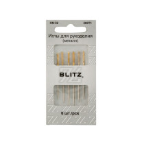 Иглы для шитья ручные " BLITZ" HN- 32 300Т1 для рукоделия в блистере 6 шт. никель — фото 1