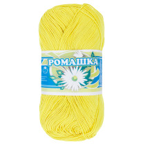 Пряжа ПНК Кирова " Ромашка" 100% мерсеризованный хлопок 75 г 320 м №0204 св. желтый. Цена за упаковку 4 шт — фото 1