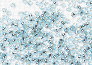 Бисер Япония MIYUKI Seed Beads 15/0 100г 0018 аква серебряная линия внутри — фото 2