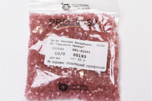 Бисер Чехия сатиновая рубка 10/0 50г 05193 темно-розовый — фото 3