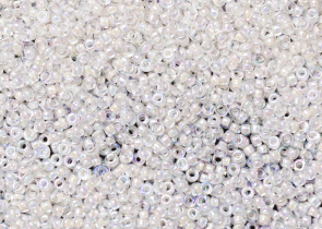 Бисер Япония MIYUKI Seed Beads 15/0 100г 0281 бледный кристалл радужный персиковая линия внутри — фото 1