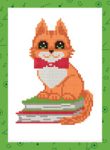 Кристальная ( алмазная) мозаика  " ФРЕЯ" ALVS- 030 мини- картинка " Котик на книжках" 19. 5 х 14 см — фото 2