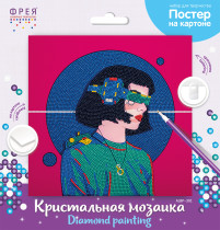 Кристальная ( алмазная) мозаика  " ФРЕЯ" ALBP- 301 постер " Кибер девушка" 30 х 30 см — фото 2