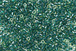 Бисер Япония MIYUKI Delica цилиндр 11/0 50 г DB-0919 тёмно-игристый teal chartreuse с цветной линией — фото 1