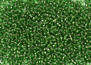 Бисер Япония MIYUKI Seed Beads 15/0 100г 0016 зелёный серебряная линия внутри — фото 1