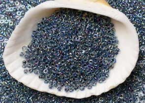Бисер Япония MIYUKI Seed Beads 15/0 100г 0339 аква радужный синяя линия внутри — фото 3