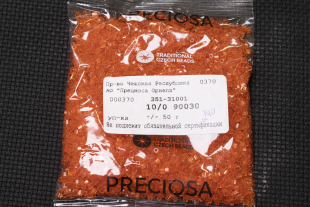 Бисер Чехия рубка 10/0 50г 90030 прозрачный насыщенный оранжевый — фото 3